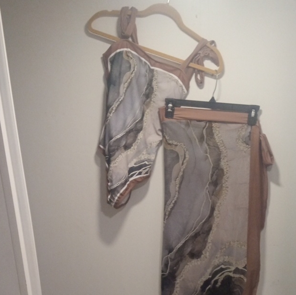 Elegant Brown and Gray Women's Skirt